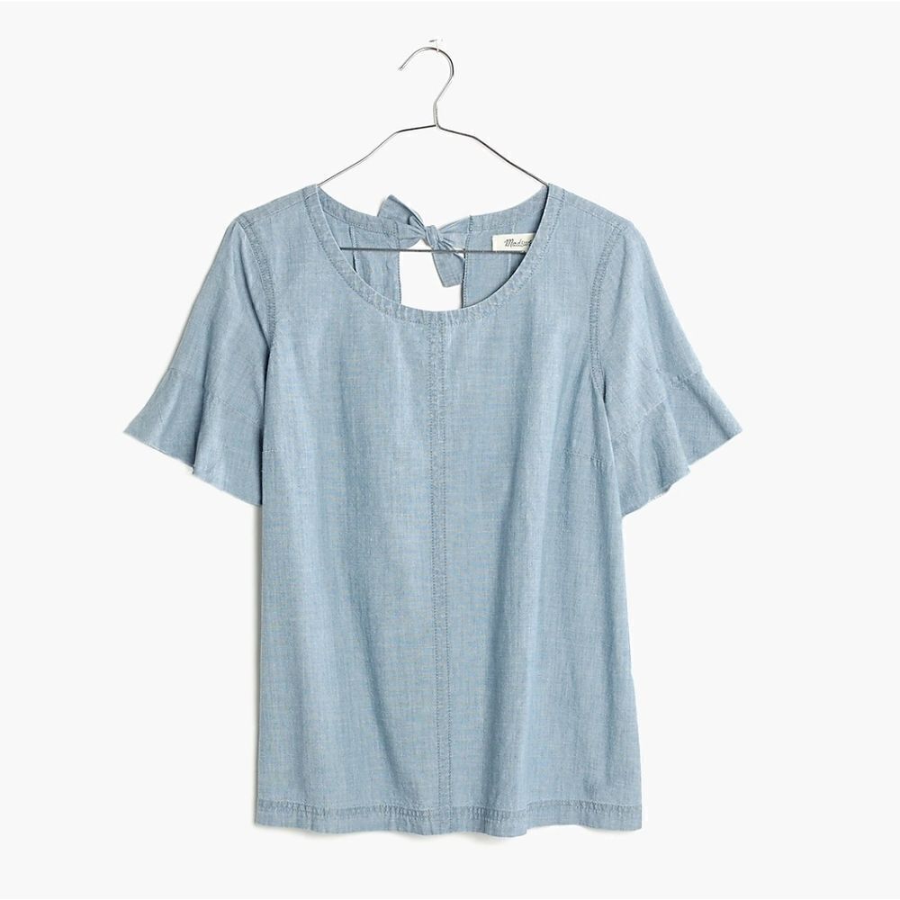 Madewell Chambray Tie-Back Top XXS - Picture 2 of 9
